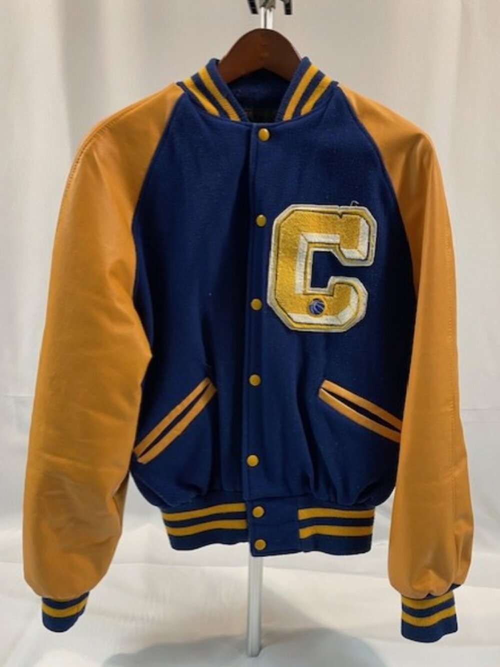 Varsity Bomber C Letterman Jacket-  Basketball- Blue & Gold